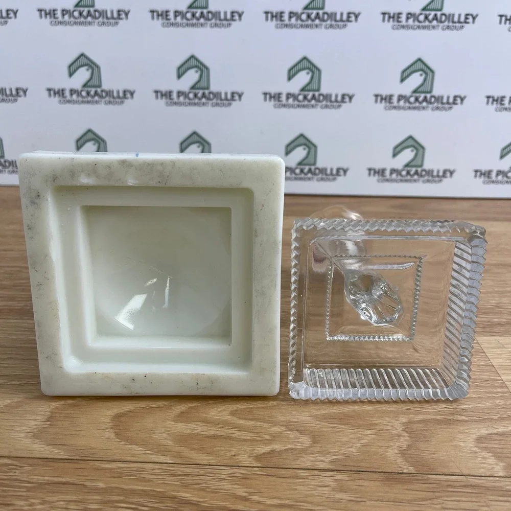 Vintage Milk Glass and Clear Glass Dolphin Koi Fish Candlestick Holders Set 2
